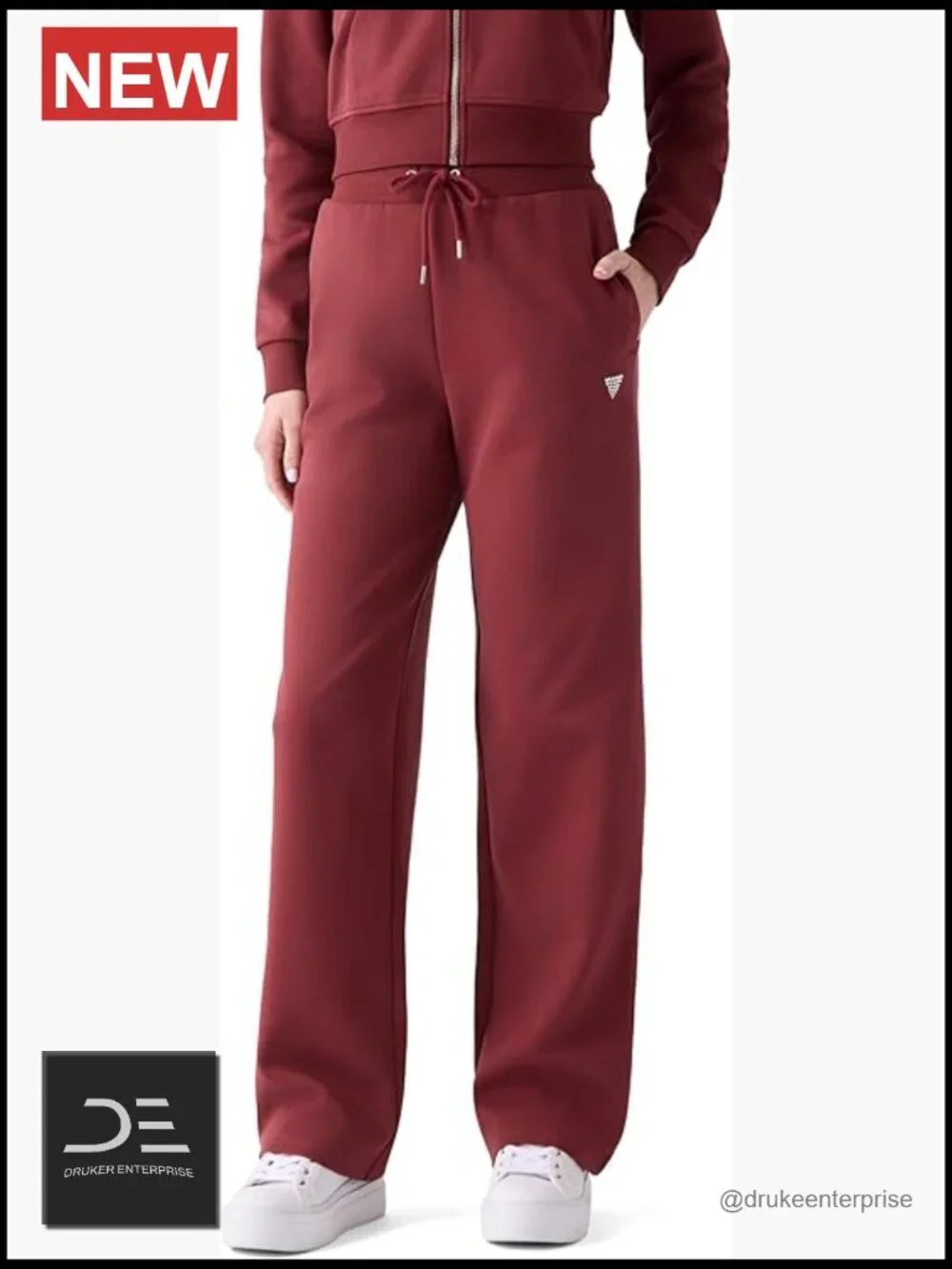 Guess Womens Kora Straight Pant - Wide Leg High Rise Pull On Relaxed Fit Cotton